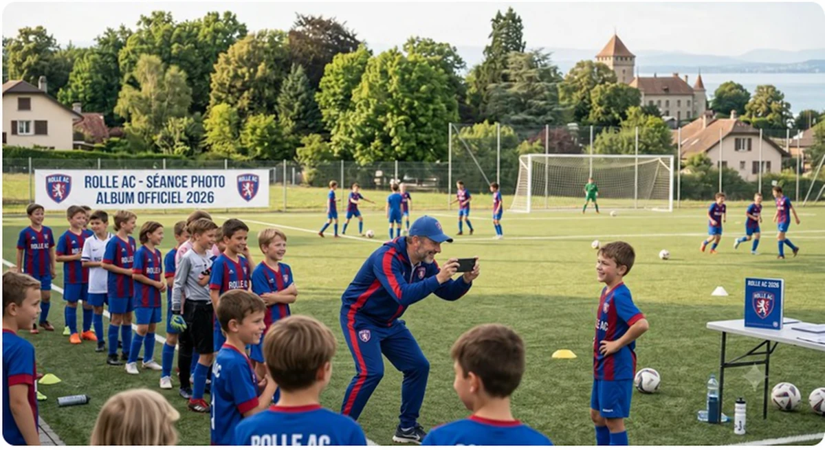 Séance photo des juniors au bord du terrain